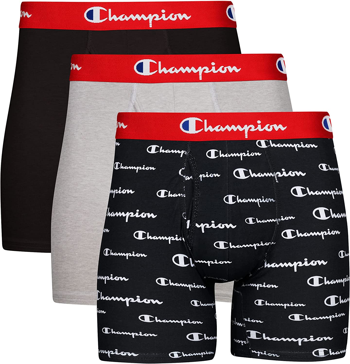 Champion Men's Underwear Boxer Briefs Pack， Moisture-Wicking， Performance Stretch Cotton， Trunks and Long Leg， Multipack - Image 2